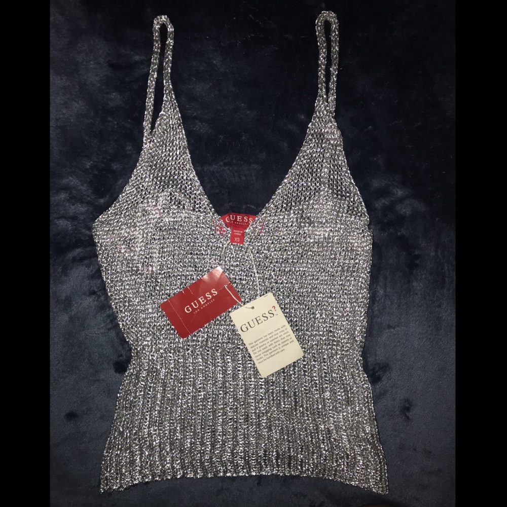 NEW GUESS knitted metallic top